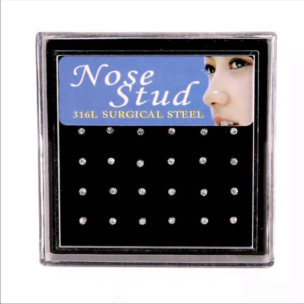 24pcs White Crystal Rhinestone Nose Ring